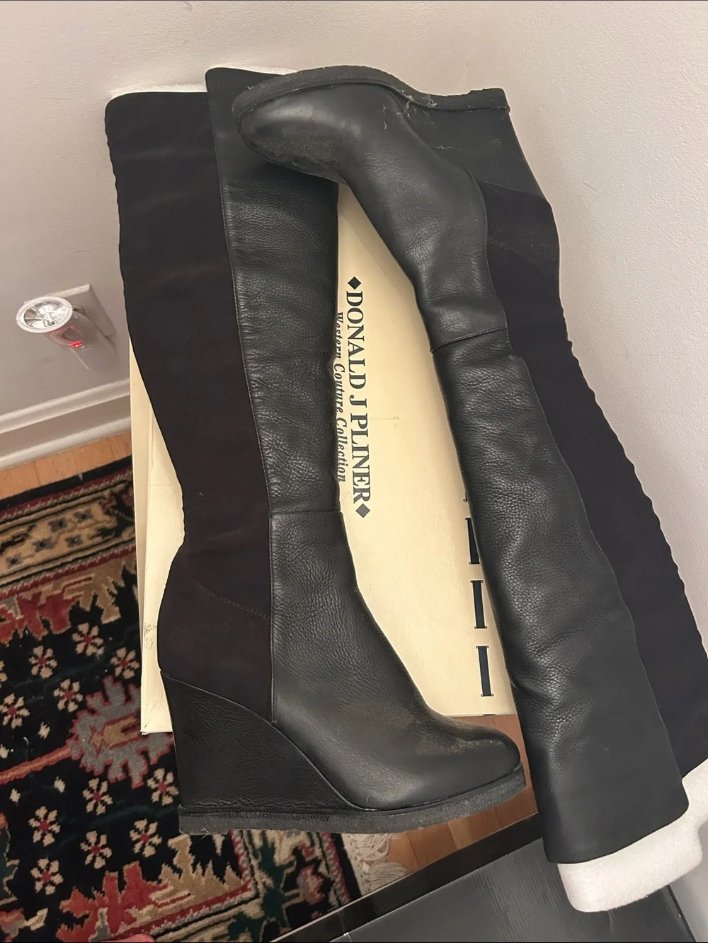 Black Over-the-Knee Wedge Boots